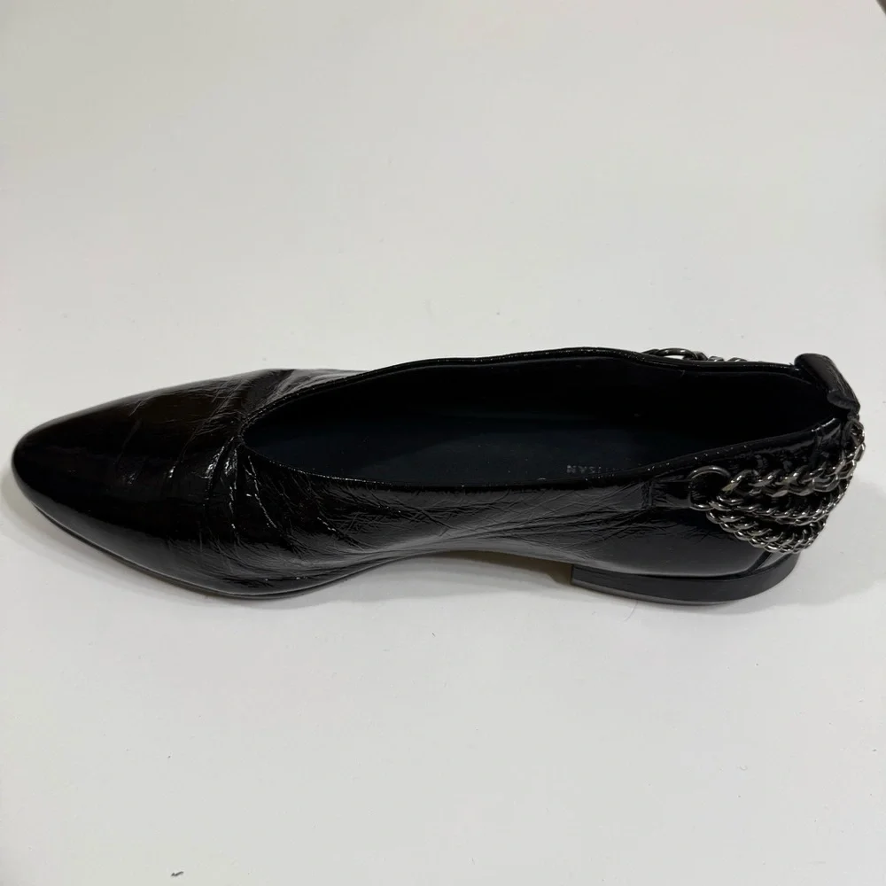 Homers Baby Flat with Chain Superluxe Black Patent Leather Shoes Size 7